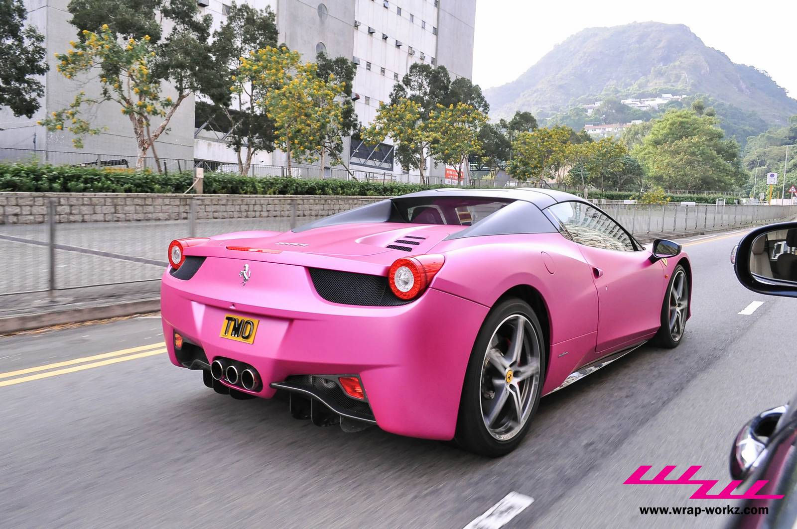 Wallpaper #FkUPmI4B7YBJg1BVVaF14 Marshmallow Rose Matte Pink Ferrari 458 Spider by Wrap Workz Hong Kong