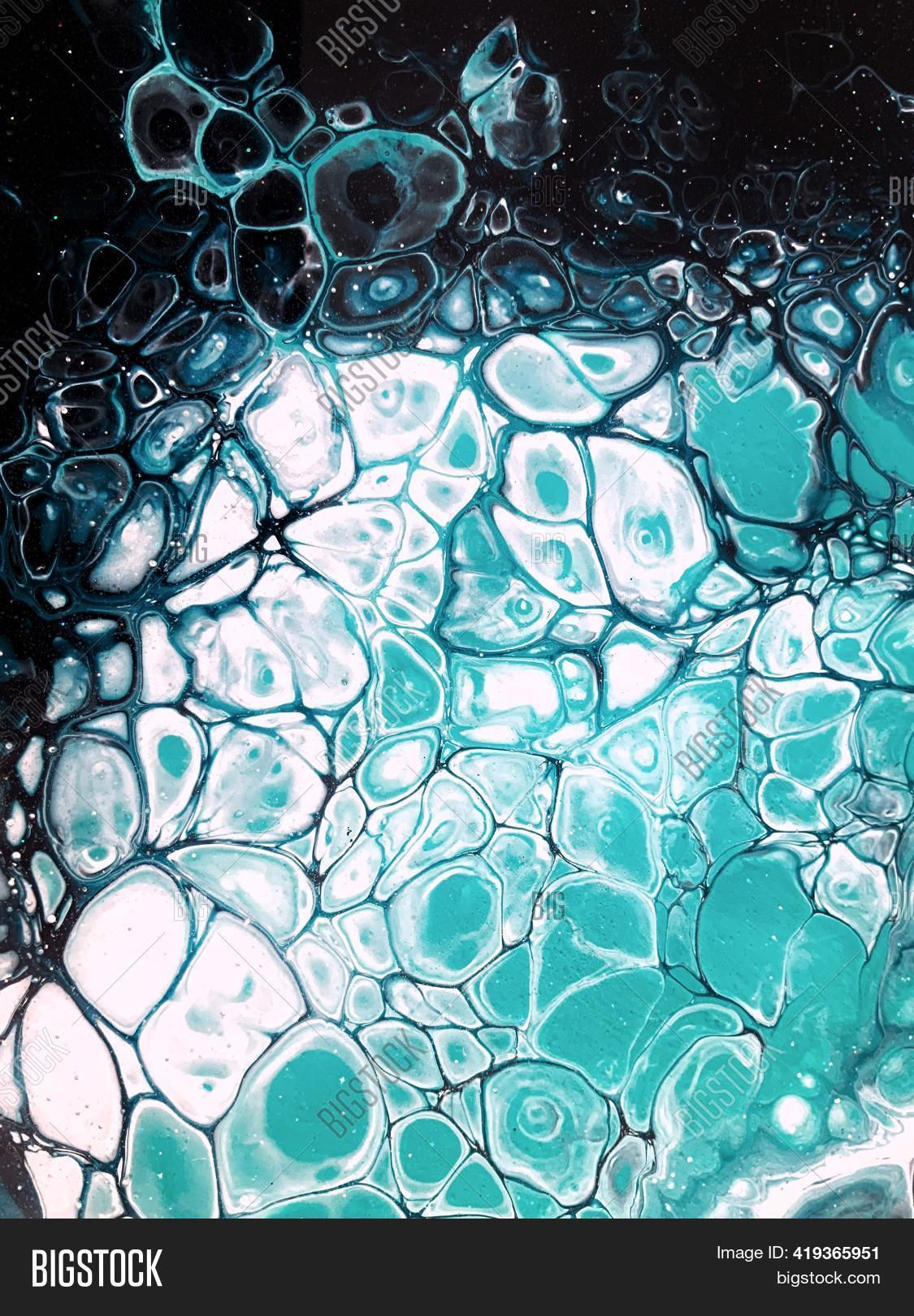 Wallpaper #c7jfPpIBJvJKYCmEmM2S19 Art Collectibles Acrylic Blue Cell Paint Pour Abstract Fluid Art