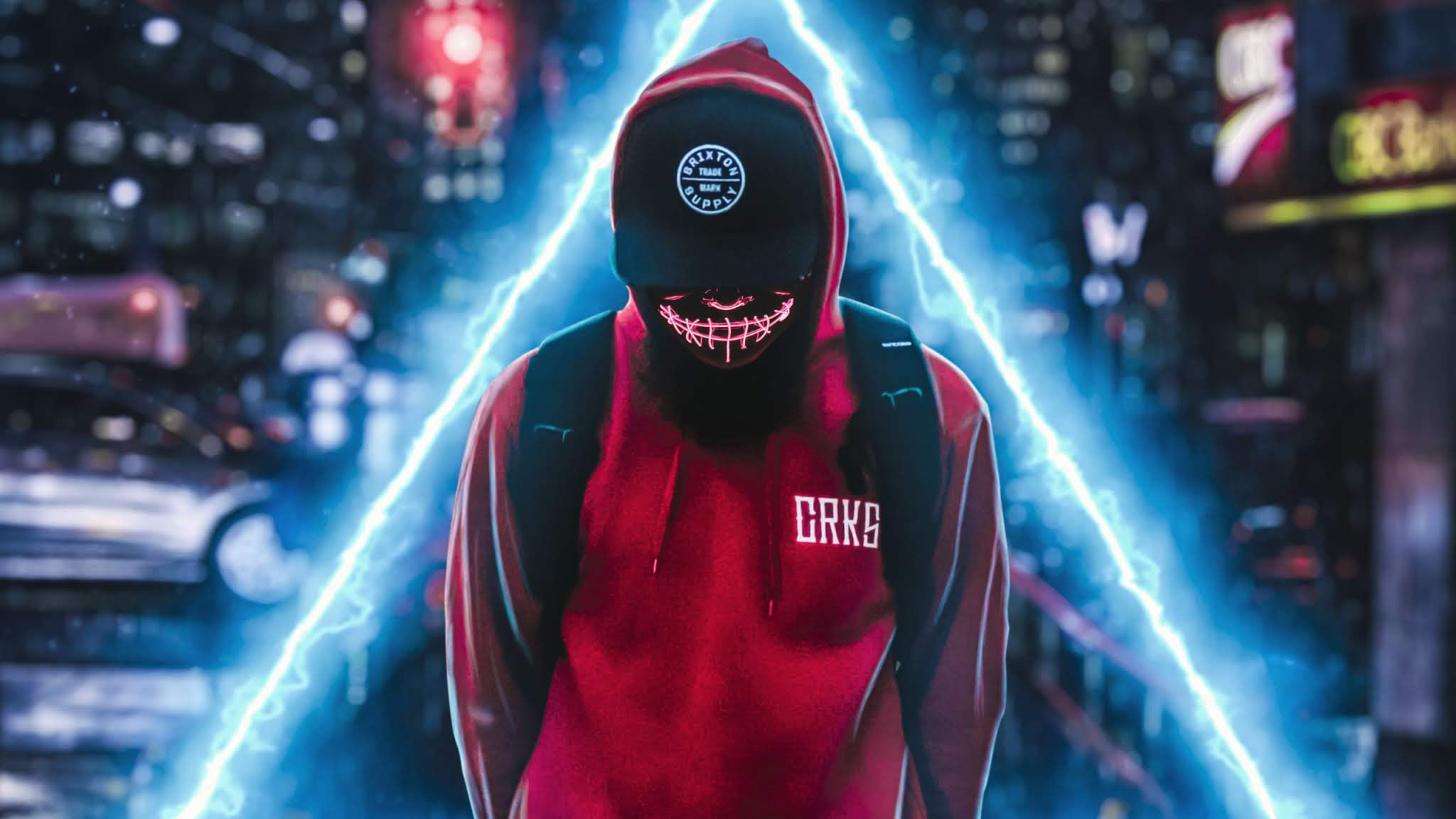 Wallpaper #vmfg95IBSpphPi3-Voeh129 Neon Mask Triangle Zone