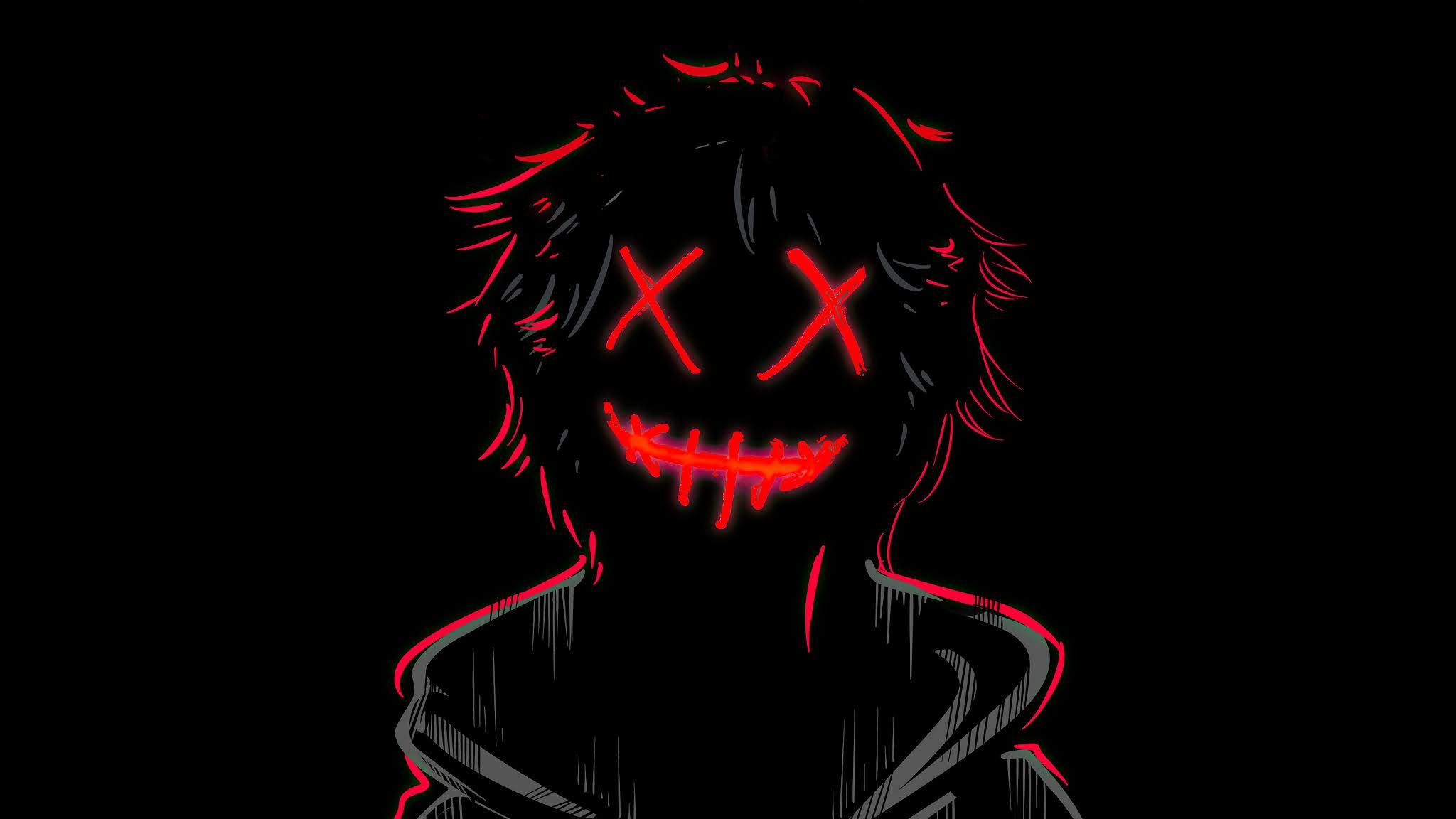 Wallpaper #vmfg95IBSpphPi3-Voeh167 Red Neon Mask Boy Dark