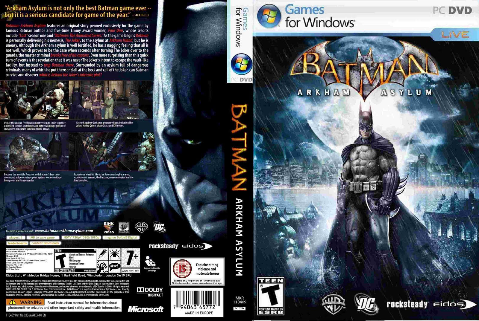 Wallpaper #VKmViZcBxbDgA0RlLfCu86 PC Games Cd Cover Batman Arkham Asylum
