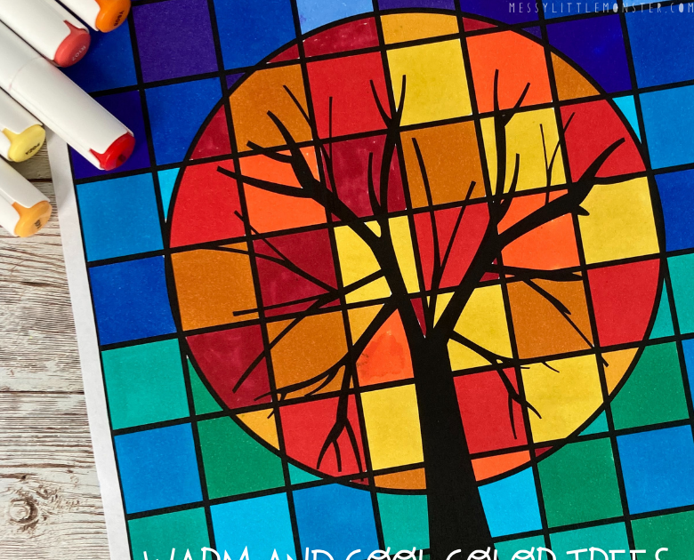 Wallpaper #57iu3JIBJvJKYCmEkfzN34 Warm and Cool Color Trees Grid Art Project Messy Little Monster