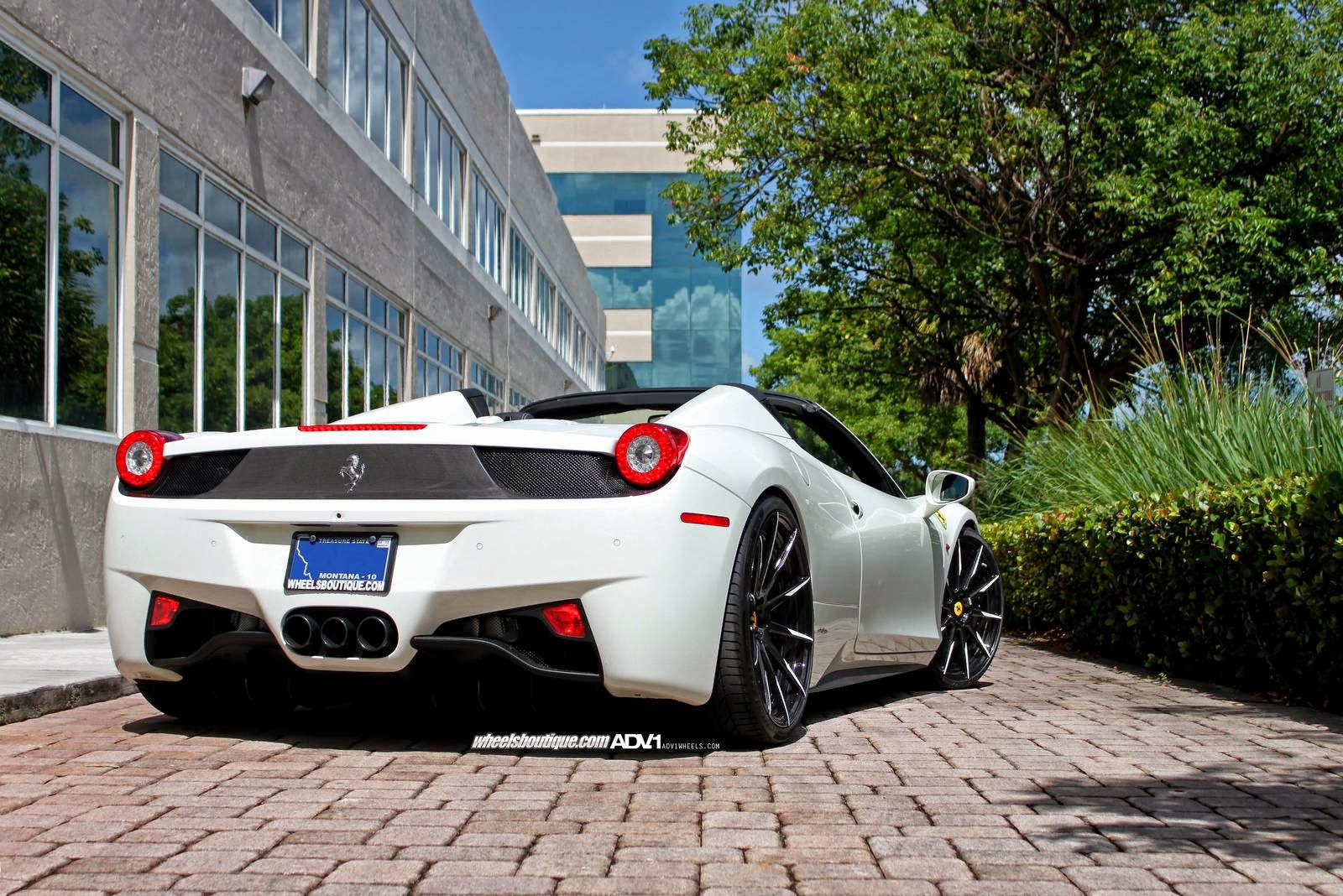 Wallpaper #ARlcBo8BtGB6xQ78UVQR50 White Ferrari 458 Spider on Adv10 Mv2 Adv1 Wheels Supercars Show