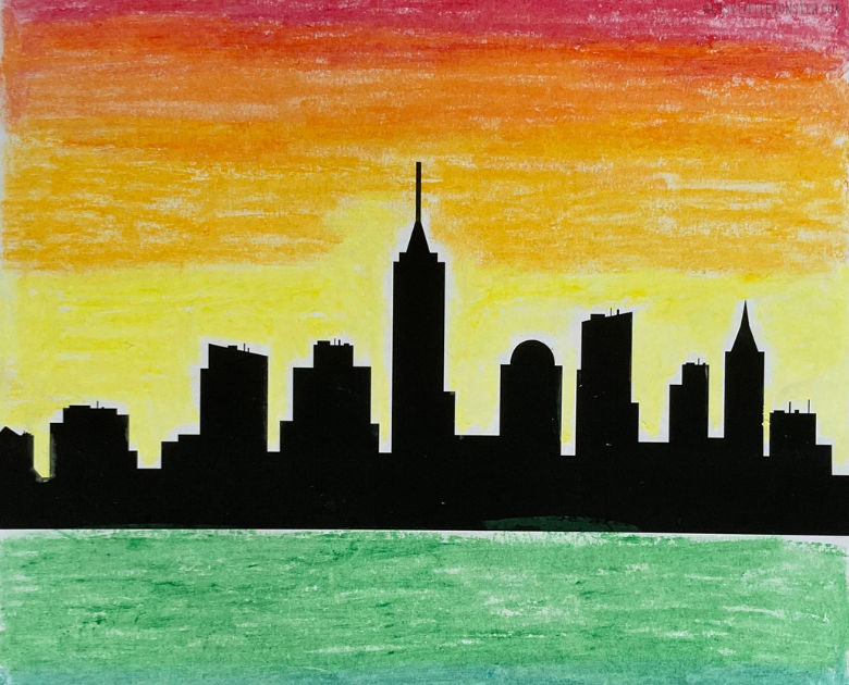 Wallpaper #57iu3JIBJvJKYCmEkfzN71 Warm and Cool Colors in Art City Skyline Art Project Messy Little