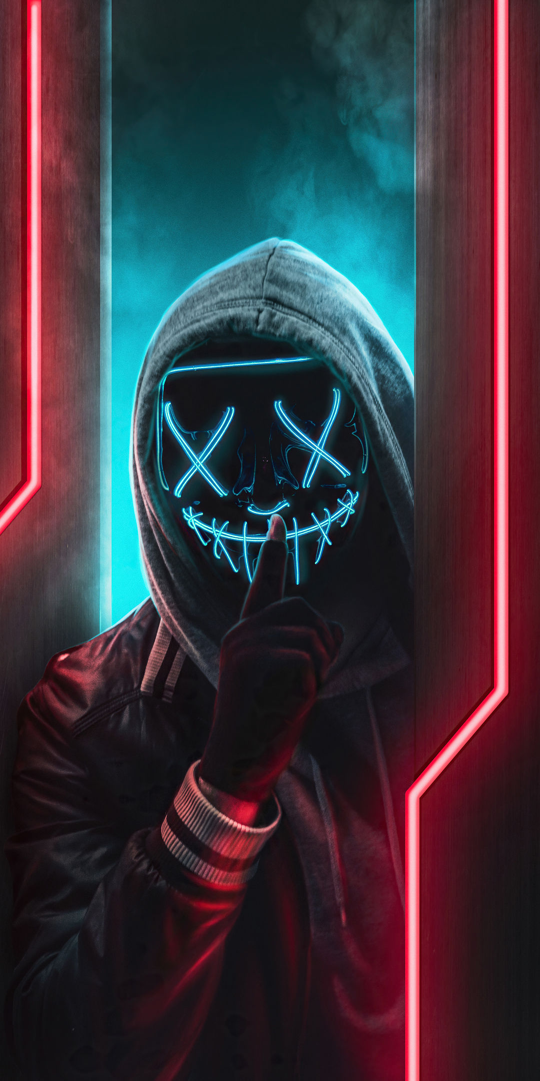 Wallpaper #vmfg95IBSpphPi3-Voeh71 Hoodie Guy Glowing Mask LED Wallpaper