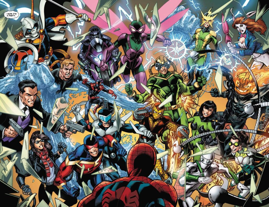Wallpaper #ceb46 1920x1080 Spiderman vs Sinister Six Art Laptop Full HD 1080p HD 4K