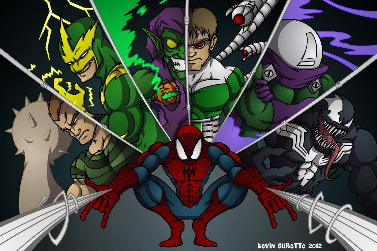 Wallpaper #ceb46 1920x1080 Spiderman vs Sinister Six Art Laptop Full HD 1080p HD 4K
