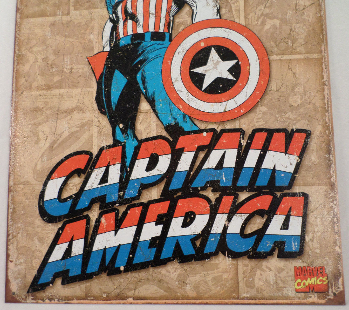 Wallpaper #UBURuY4BmMigT4UnqlUi41 Captain America Retro 125 X 16 Comic Book Tin Sign Marvel Comics
