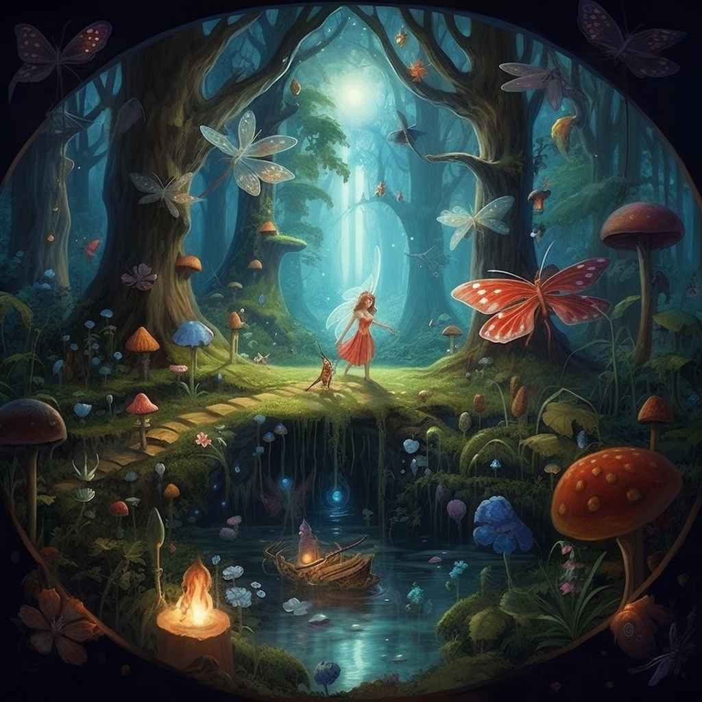 Wallpaper #lGcDC5MBSpphPi3-T9ct248 Midjourney Prompt Enchanted Fairytale Forest Illustration Prompt Library