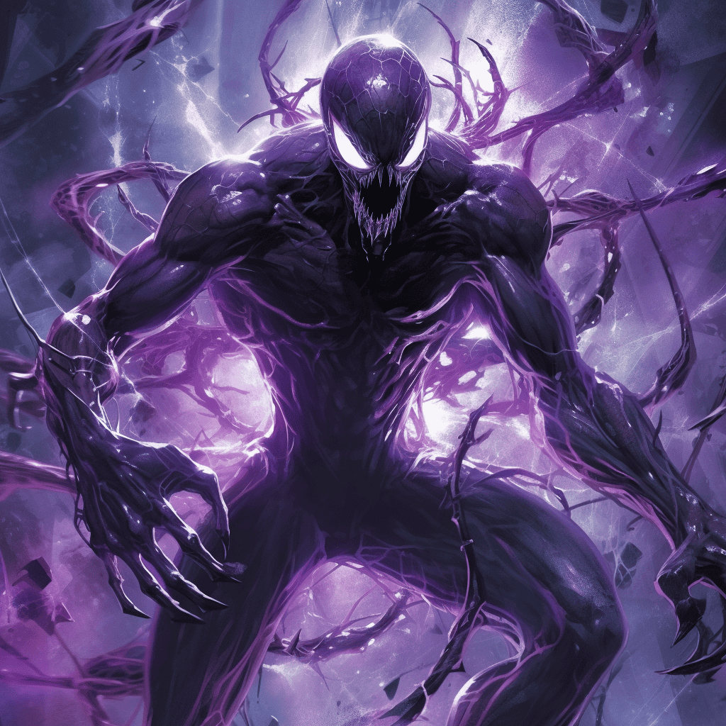 Wallpaper #rzNLM5MBcgDP3FvJ2apw378 Midjourney Prompt Purple Silver Symbiote Fusion Prompt Library