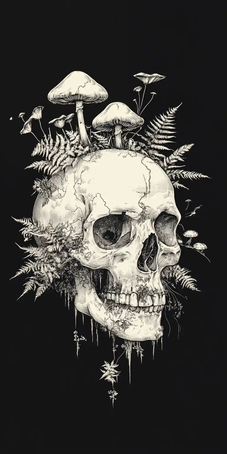 Wallpaper #sZy14pIBZHQxiYarjMHJ355 Midjourney Prompt Line Art Skull Flora Prompt Library