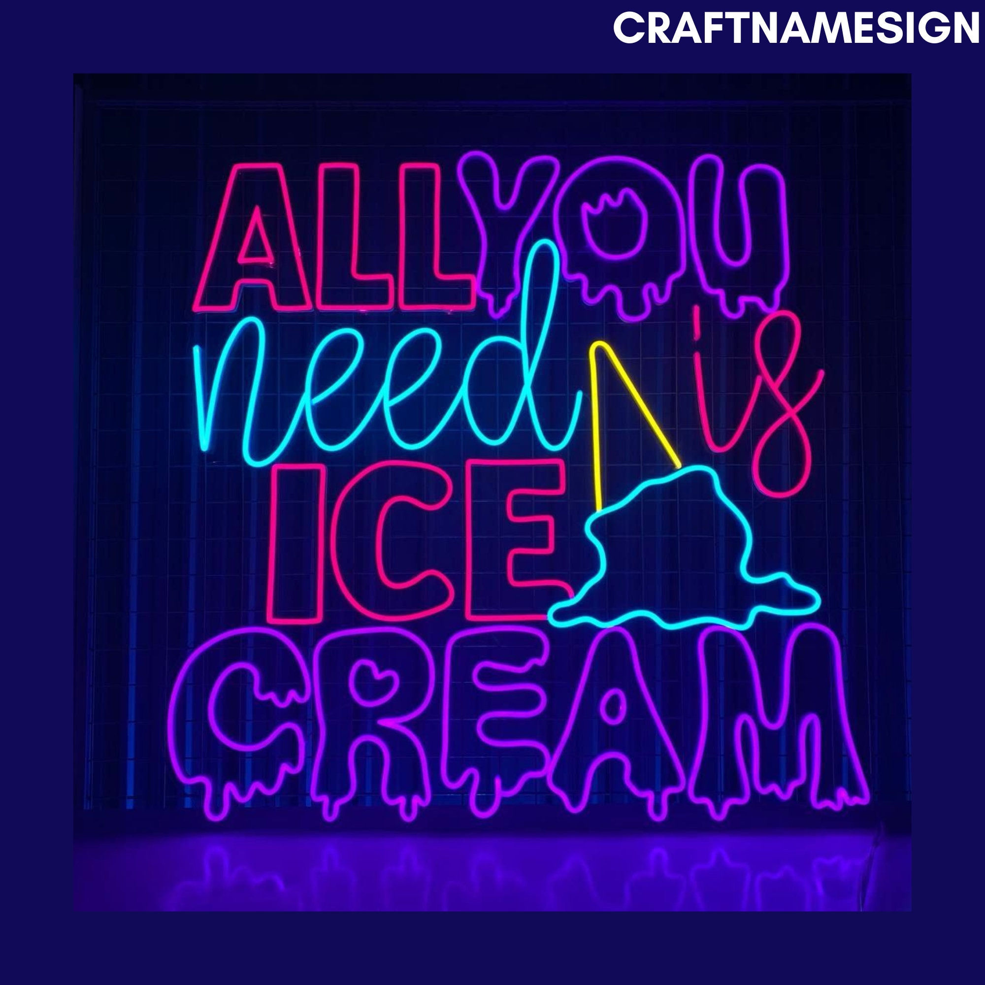 Wallpaper #s2dH-ZIBSpphPi3-74wo229 All You Need is Ice Cream Neon Sign Ice Cream LED Sign Craft Name Sign