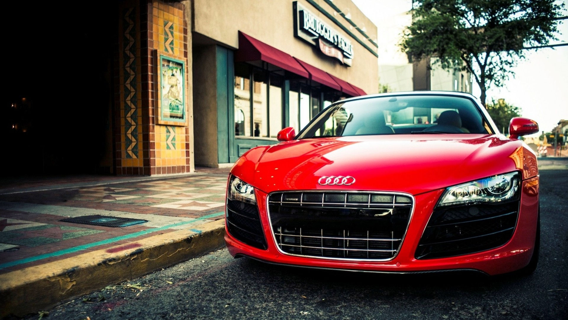 Wallpaper #0nP5hY4BFI5NbQksux4v34 Red Audi R8 Parked on the Side of the Road