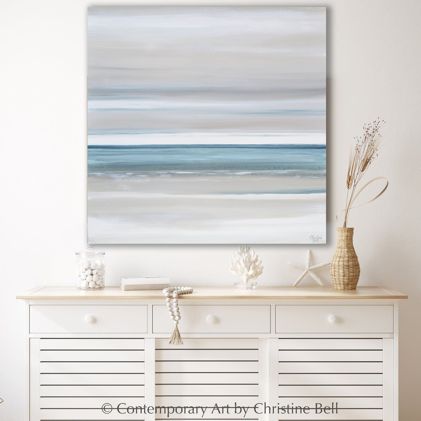 Wallpaper #UmcpA5MBSpphPi3-NrL_56 Original Abstract Painting Textured Coastal Blue White Beach Art Decor