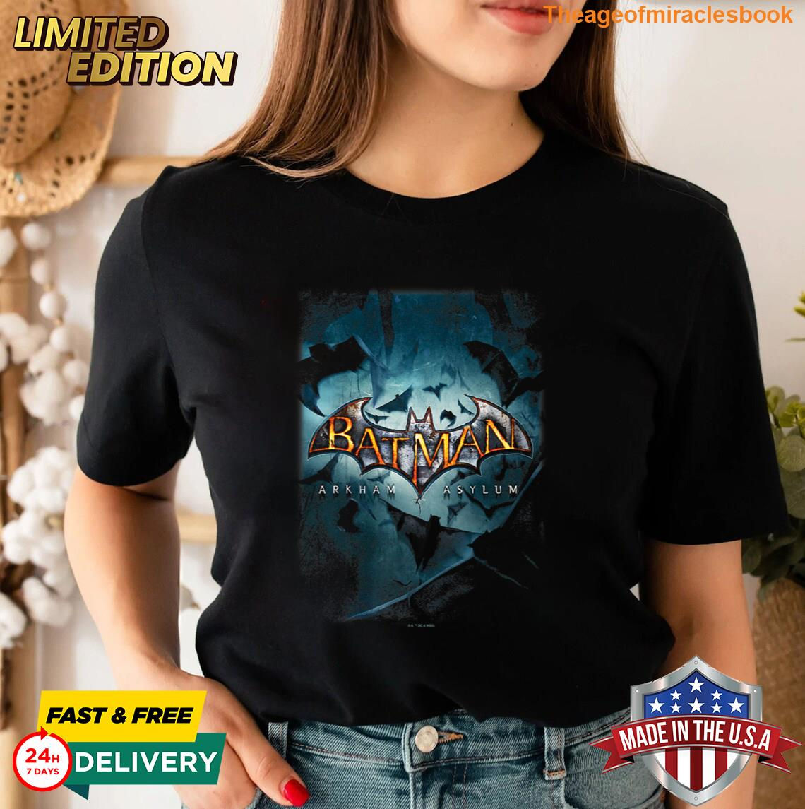 Wallpaper #XwBO644BSdW8dNoudhGl23 Batman Arkham Asylum Bat Swarm Dark Knight Poster T Shirt