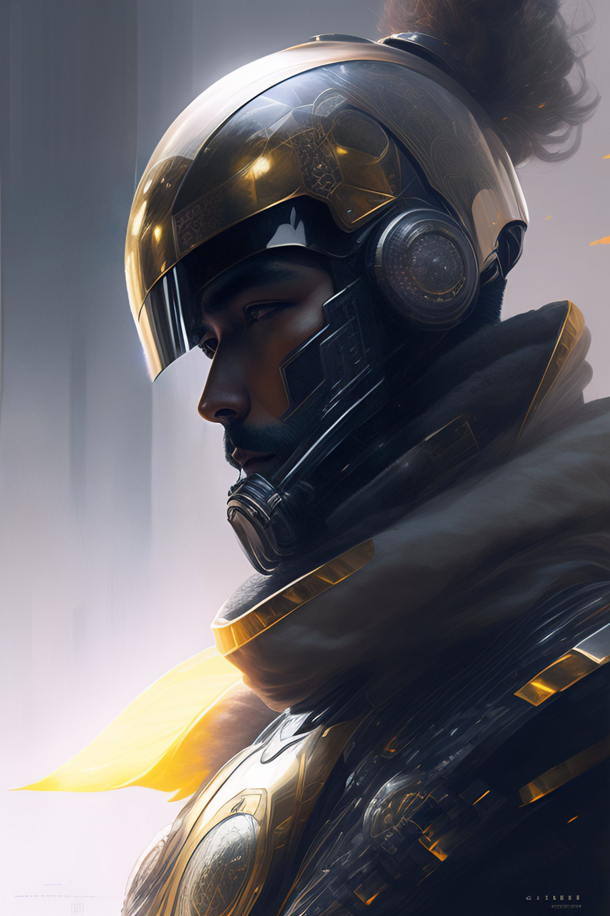 Wallpaper #2f-aZ5MB3lSXT3zUluJX58 Lexica Portrait of Futuristic Cybernetic Man with Cool Helmet and