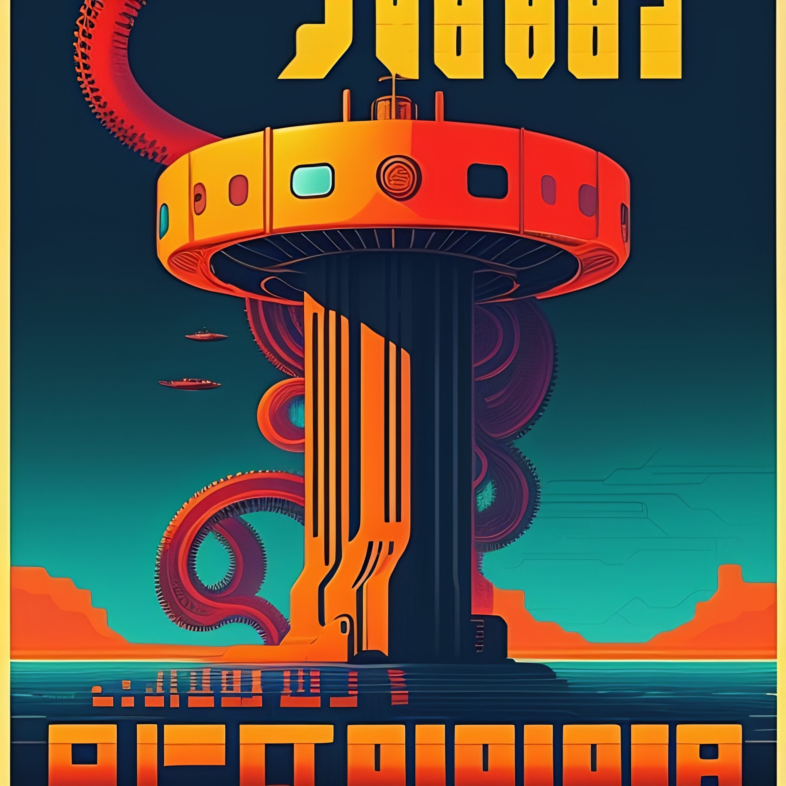 Wallpaper #Ind-JpMB-pgBXx60eKKf20 Lexica 80s Cyberpunk Propaganda Poster Robot Octopus