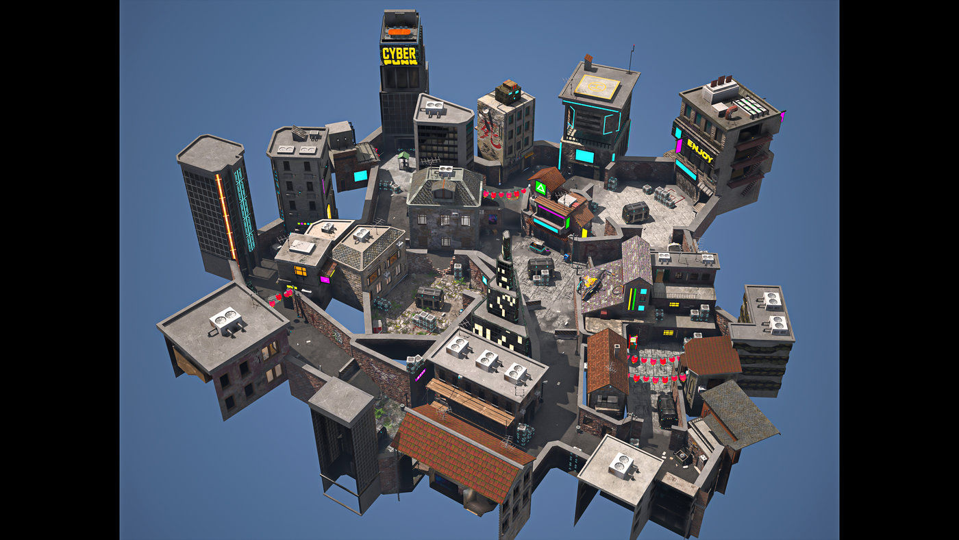 Wallpaper #TGdYCpMBSpphPi3-C9QB75 Cyberpunk FPS Map Cgtrader