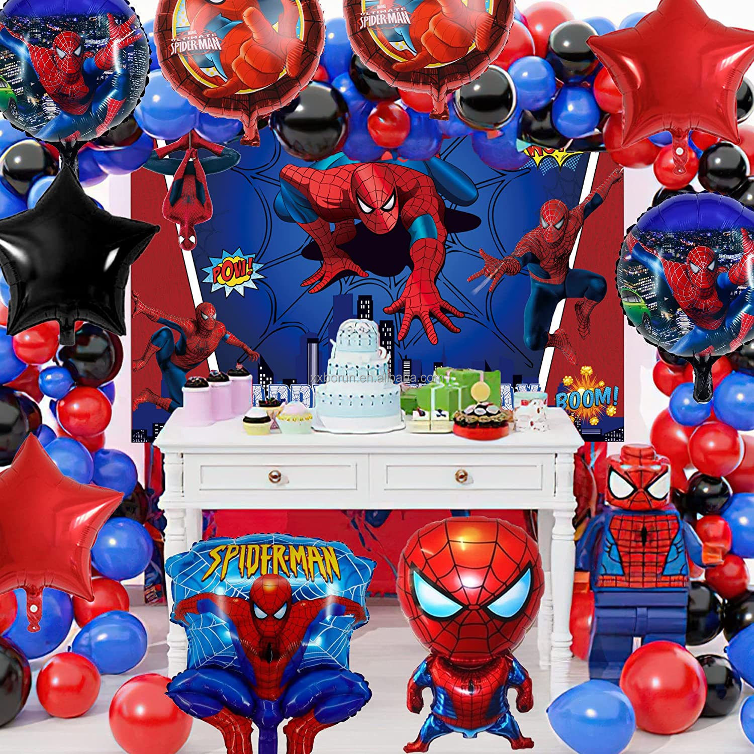 Wallpaper #MDHaNZMB5zzyi_yY3VhD26 Large Super Hero Spiderman Balloon Arch Set Happy Birthday Banner for