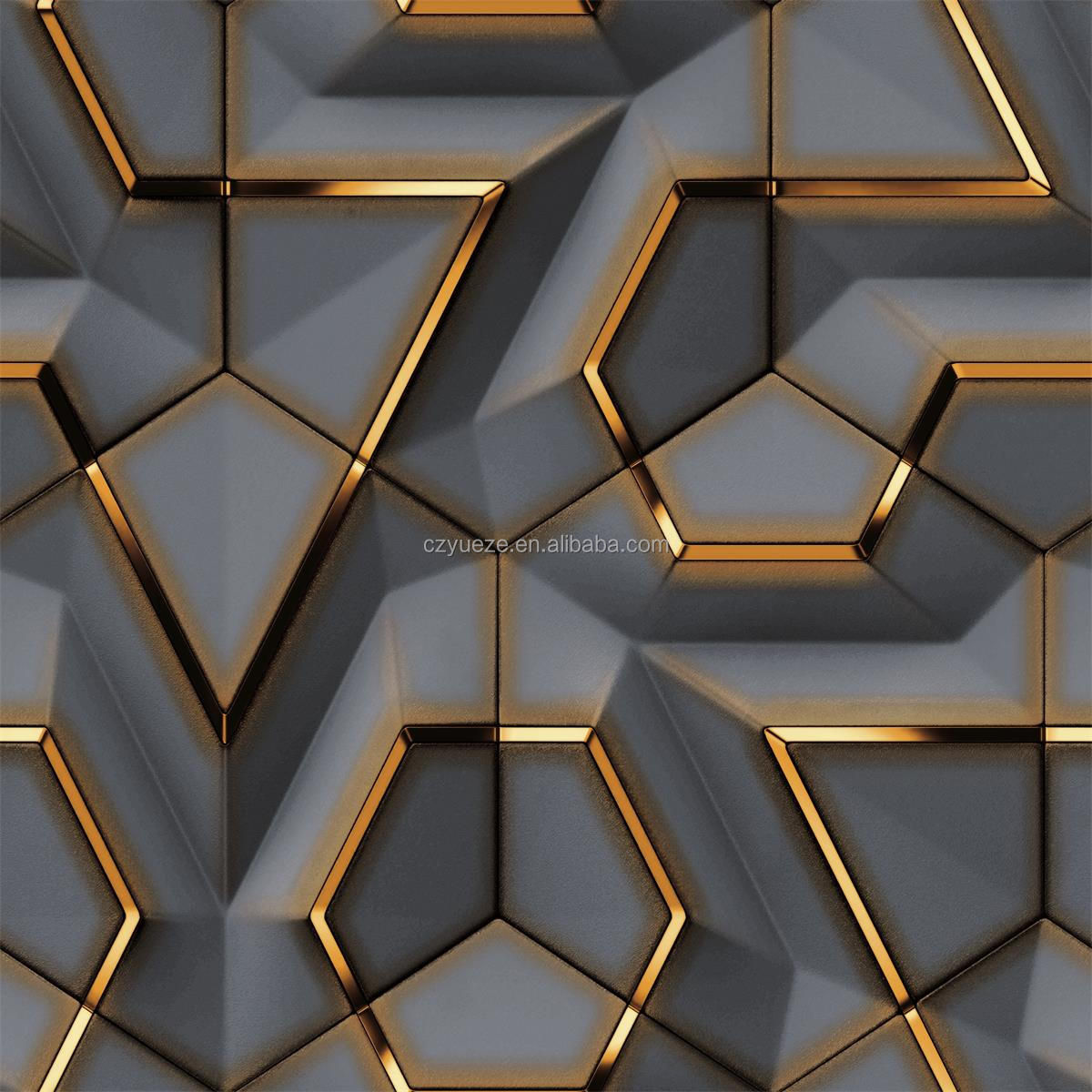 Wallpaper #f299d 3D Solid Gold Geometric Abstract Gray Triangle Background Grey Etsy