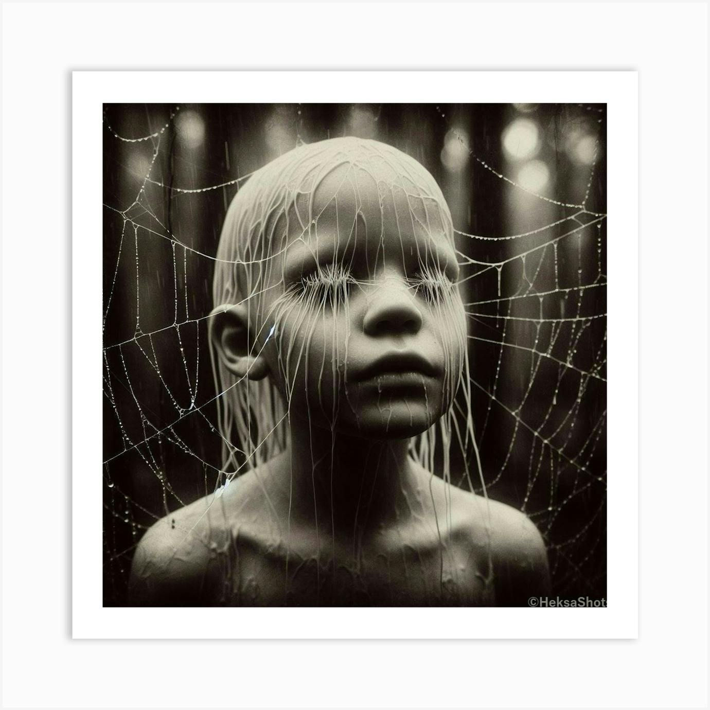 Wallpaper #mWf1-JIBSpphPi3-LItN357 Child Covered in Spider Webs Art Print by Heksa Shots Fy