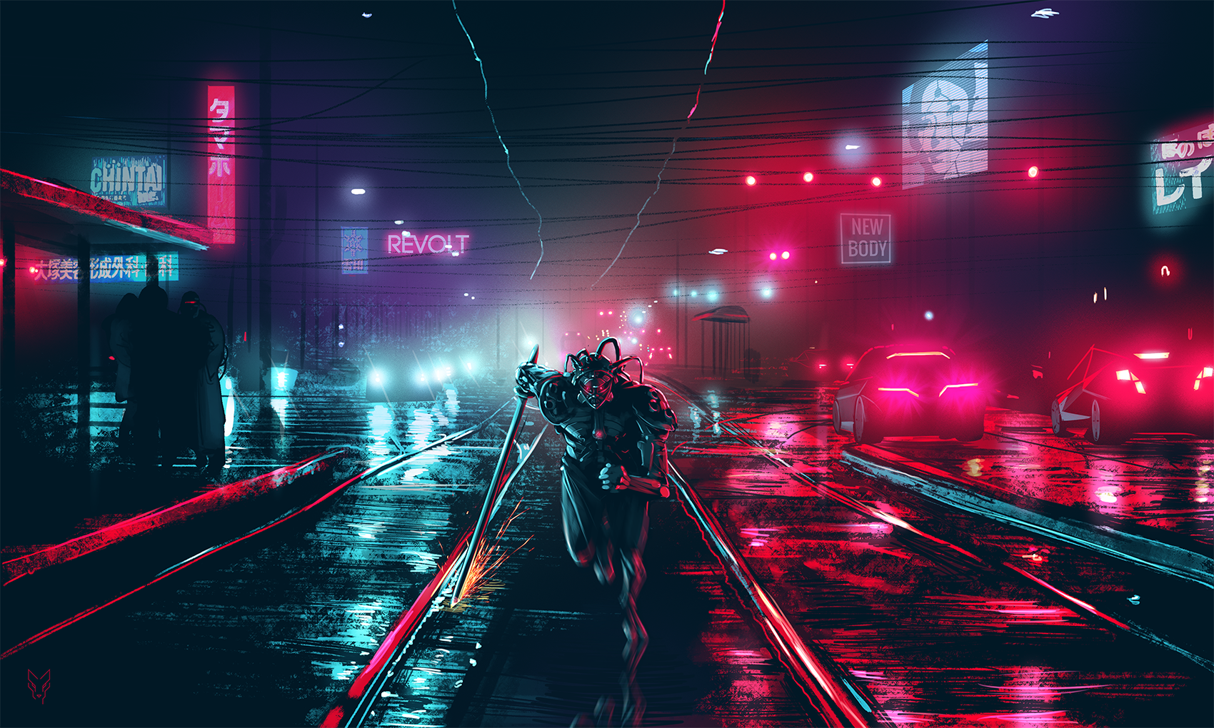 Wallpaper #criB2JIBJvJKYCmEB-g8154 Neon Cyberpunk Sci Fi HD Wallpaper by Rabidblackdog