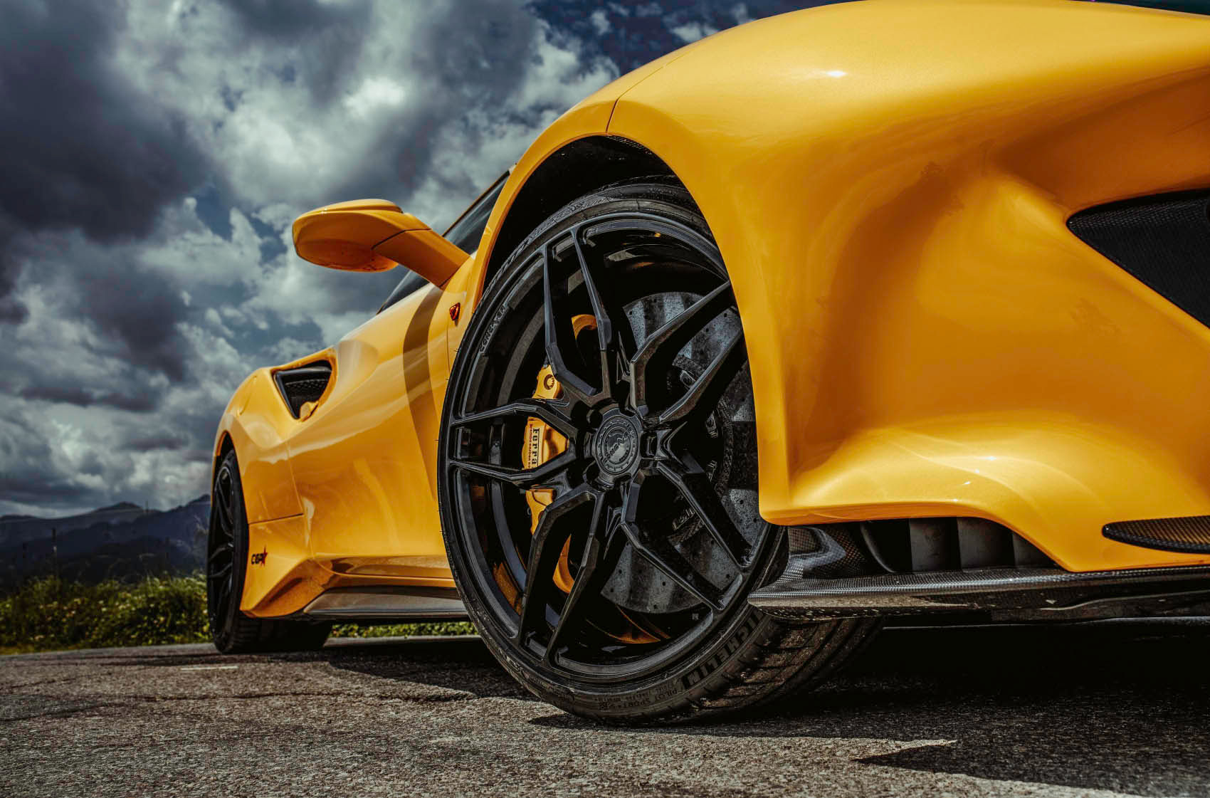 Wallpaper #82f965IBSpphPi3-Fk-n204 Ferrari 488 Pista Yellow Concaver Cvr3 Wheel Wheel Front