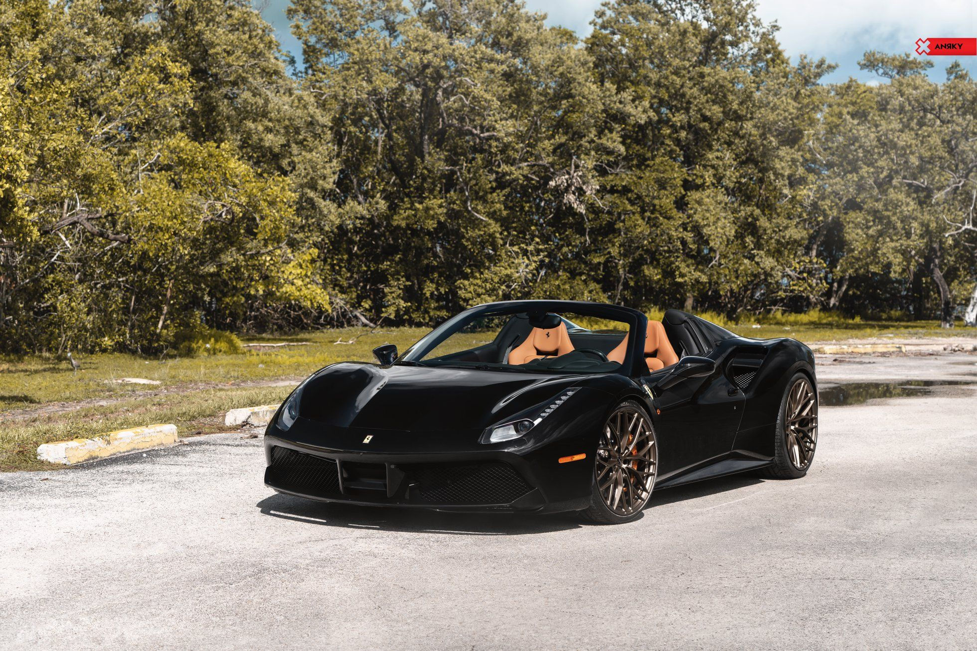 Wallpaper #9RWMso4BmMigT4UndlEy29 Ferrari 488 Spider Black Anrky An10 Wheel Front