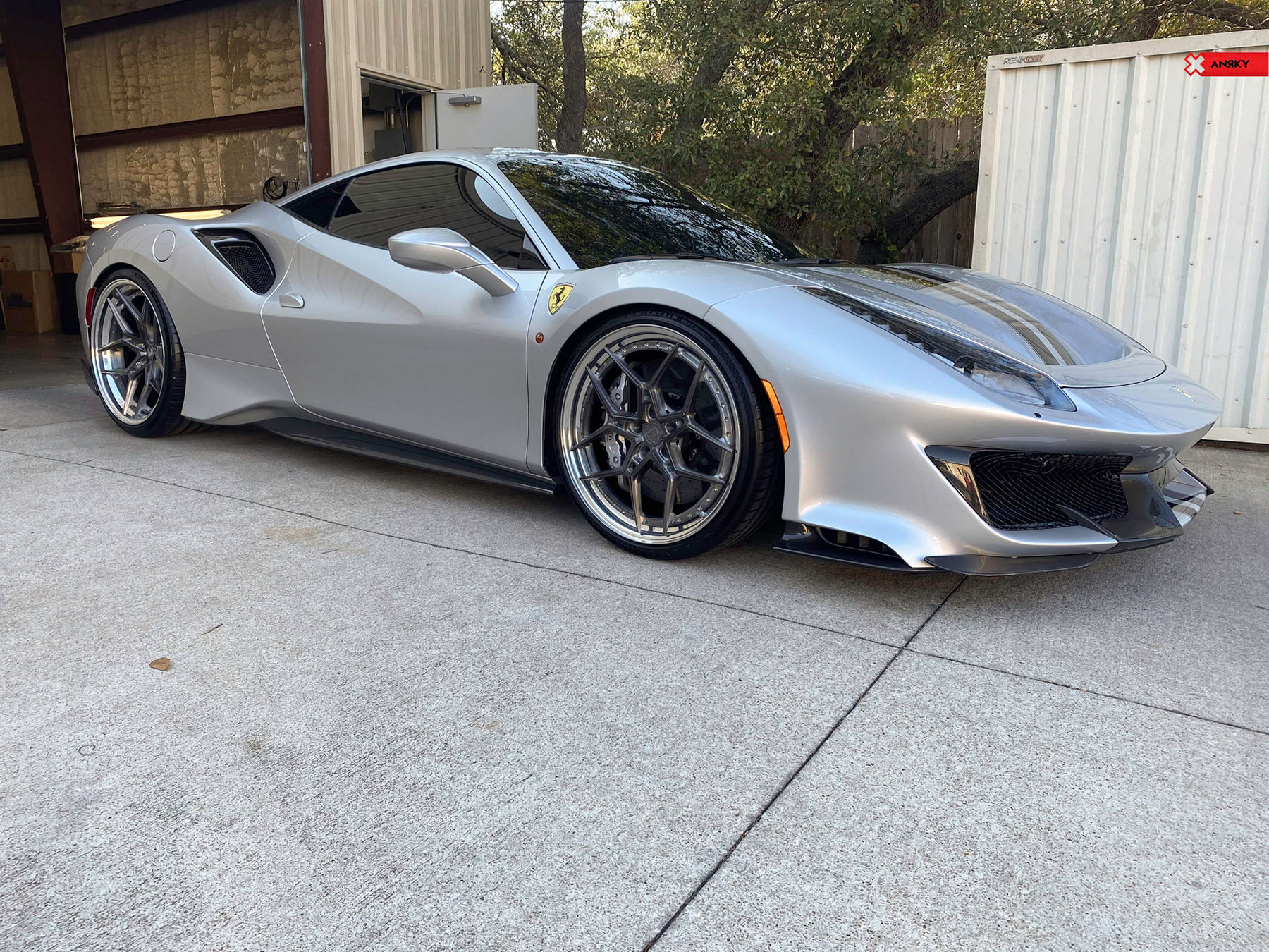 Wallpaper #xnP3hY4BFI5NbQksIB5m5 Ferrari 488 Pista Silver Anrky S3 X4 Wheel Front