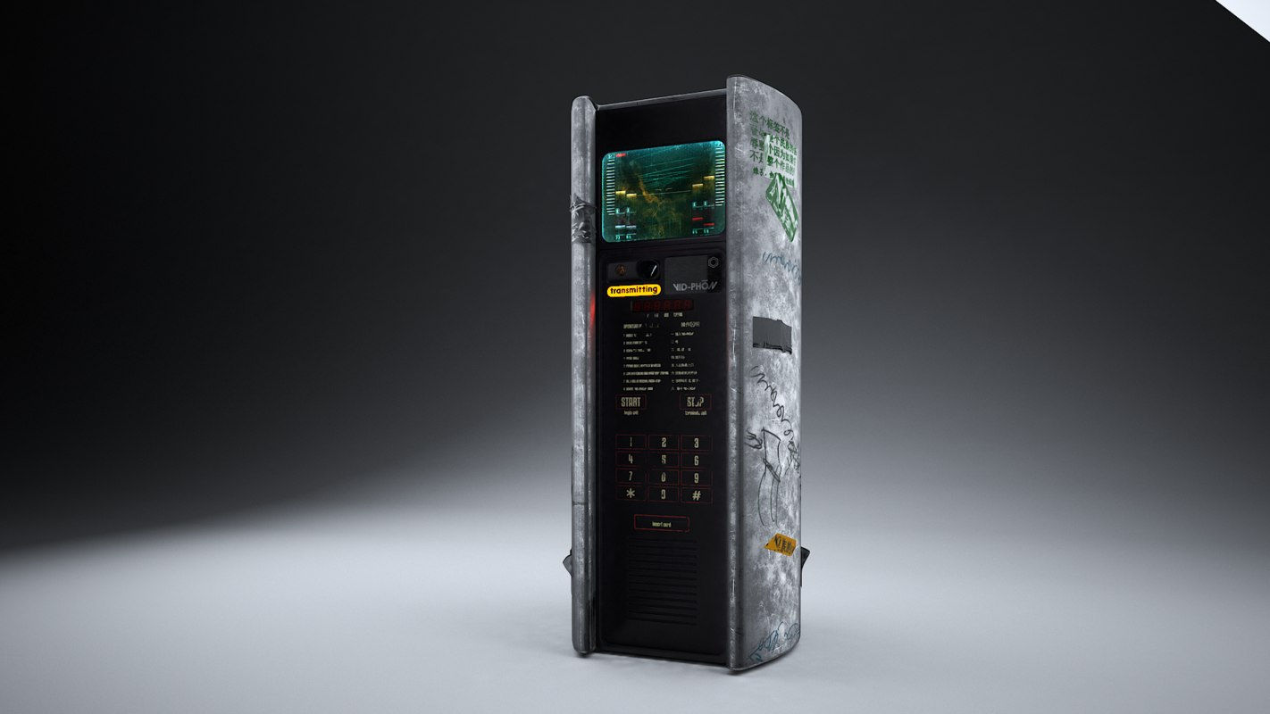 Wallpaper #5hkrAo8BtGB6xQ78KkkG10 3D Cyberpunk Public Phone Terminal Turbosquid 1238673