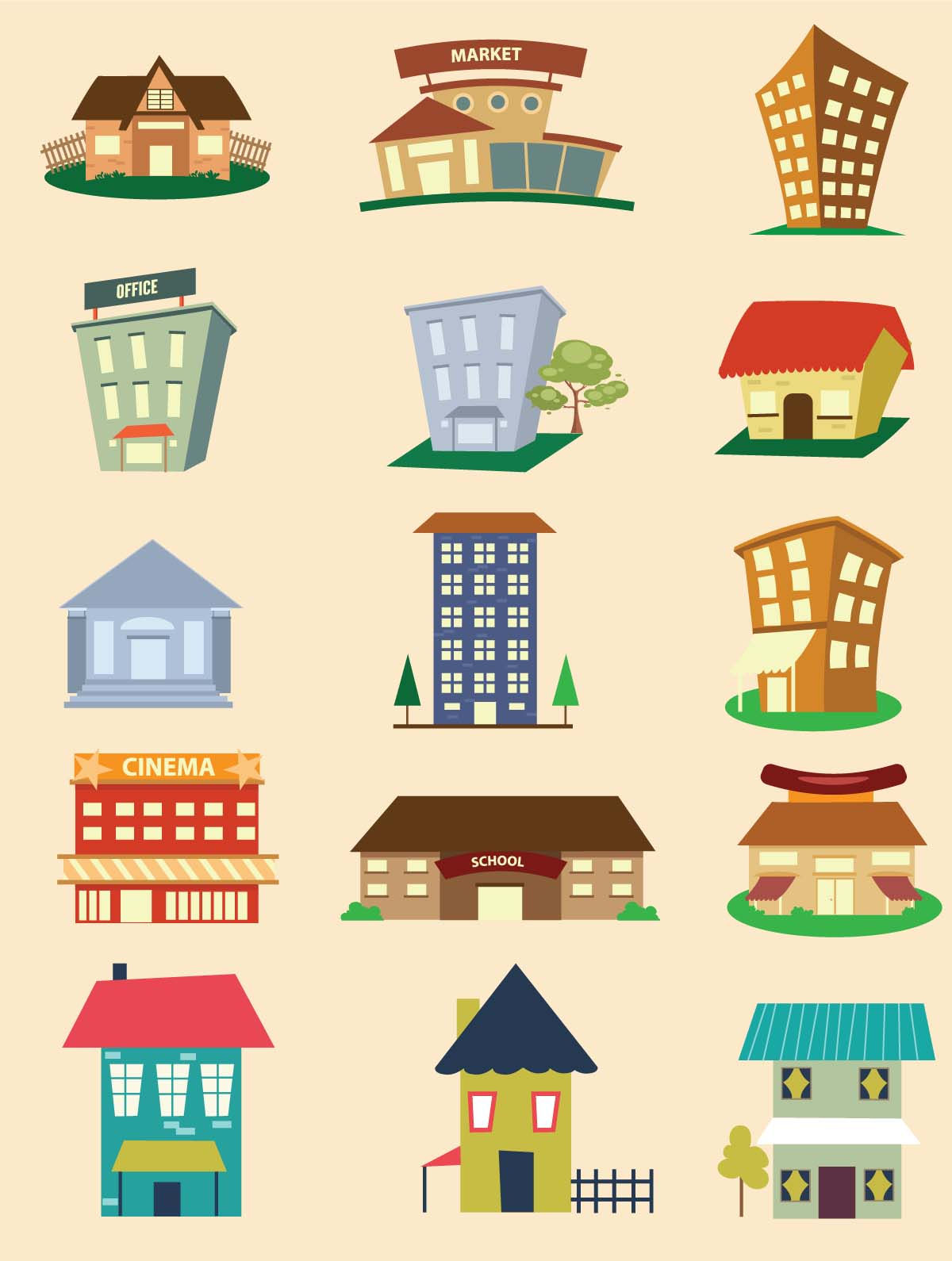 Wallpaper #dmfr65IBSpphPi3-5U-B85 Buildings Design Elements Vector Free Download