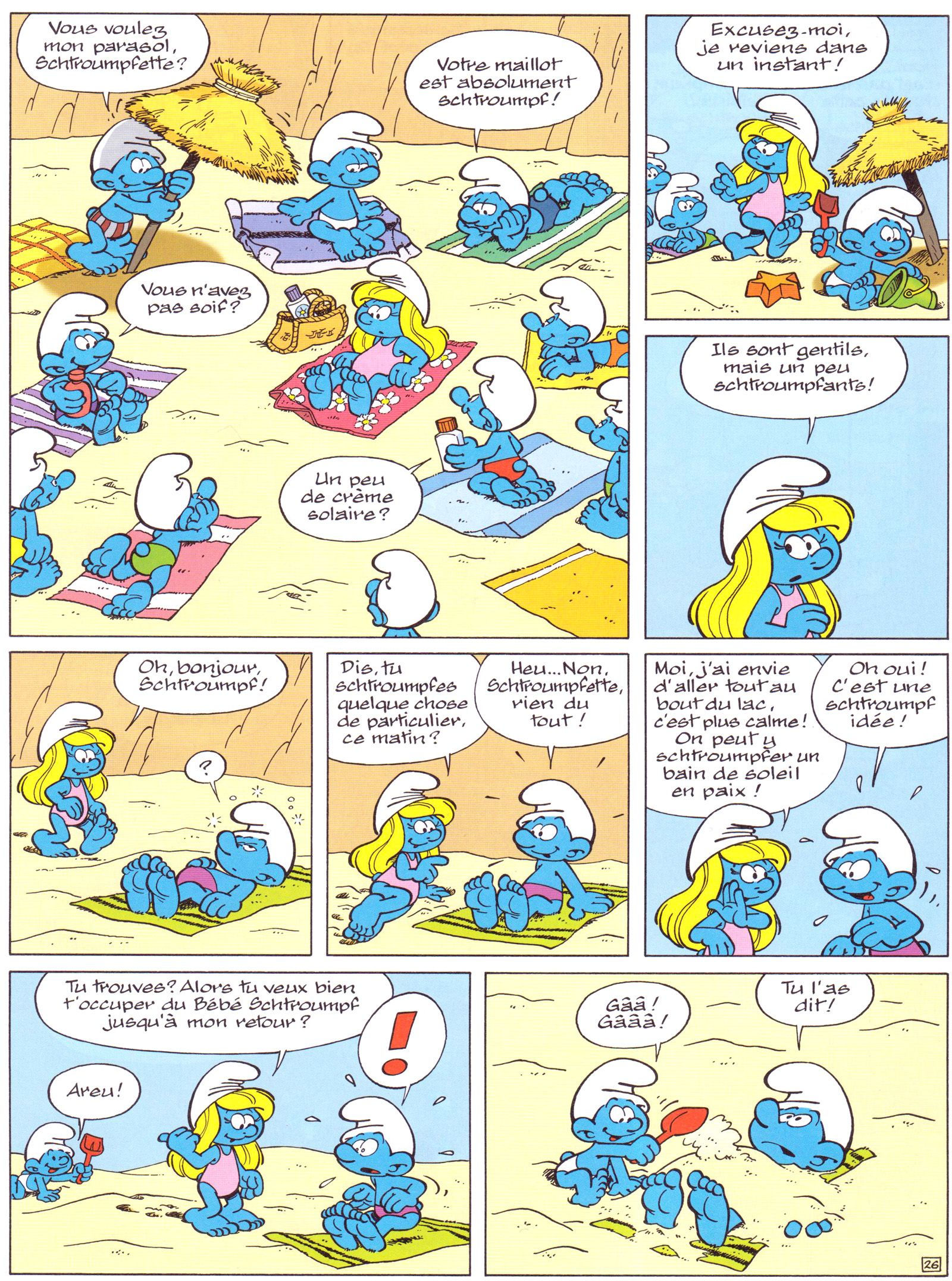 Wallpaper #jmdi6pIBSpphPi3-iEY-340 Smurfette on the Beach from Les Bains a Smurfs Official Comic