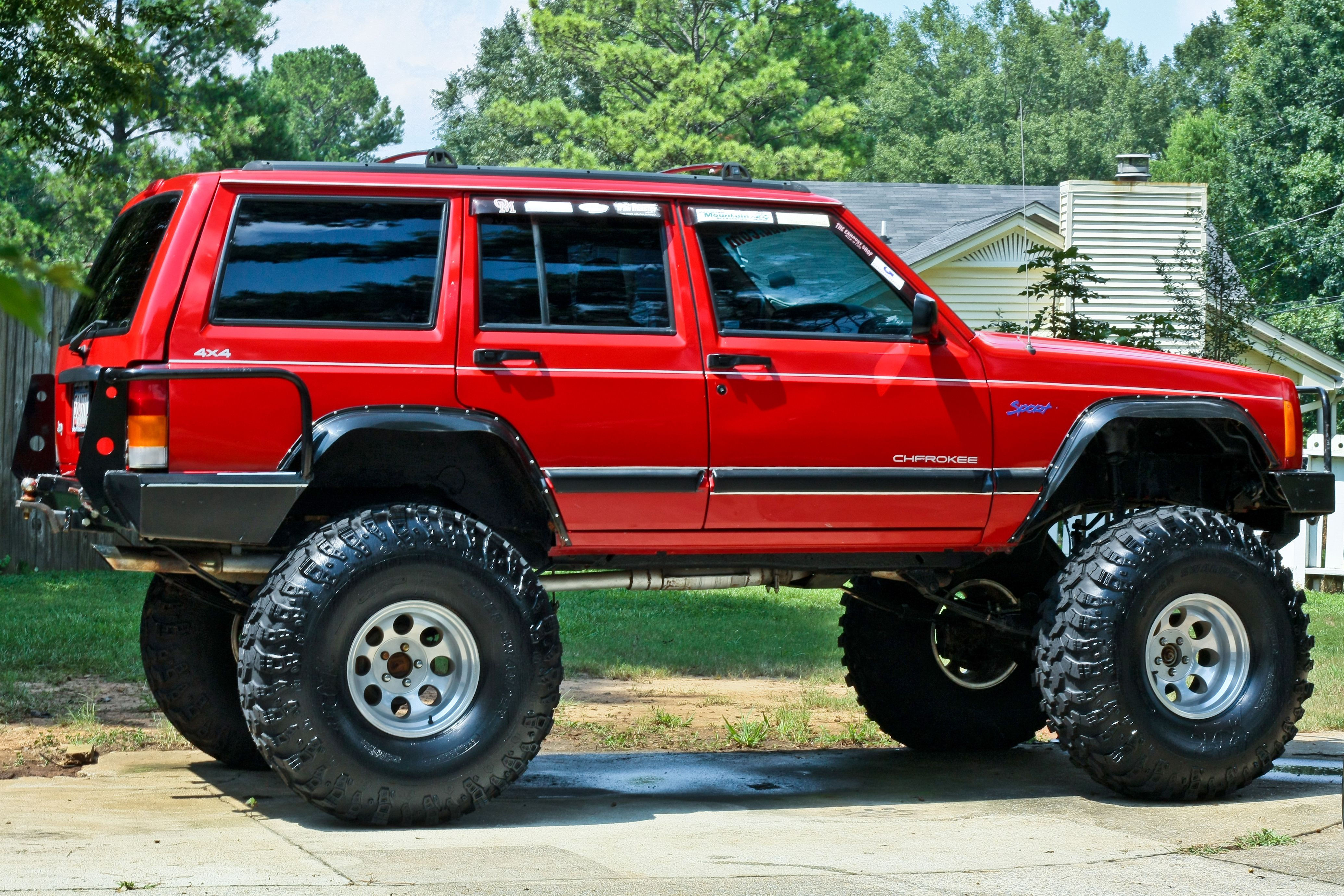 Wallpaper #ghl8O48BtGB6xQ78drCA24 Big Red Lifted Jeep Cherokee Trucks Pinterest Jeeps and Cherokee