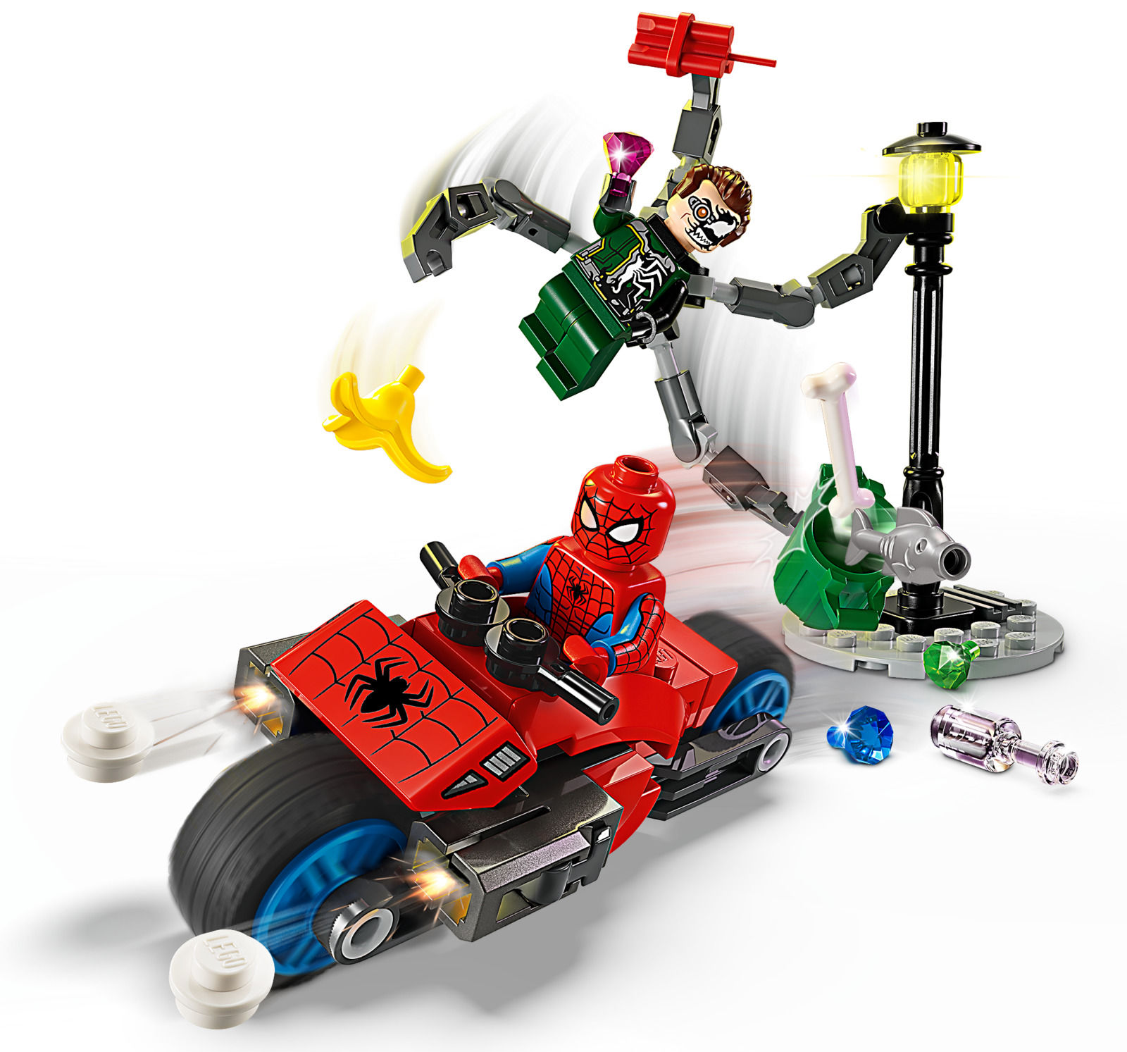 Wallpaper #tGcA6ZIBSpphPi3-zj8P80 Buy Lego Marvel Motorcycle Chase Spider Man vs Doc Ock at Mighty Ape Nz
