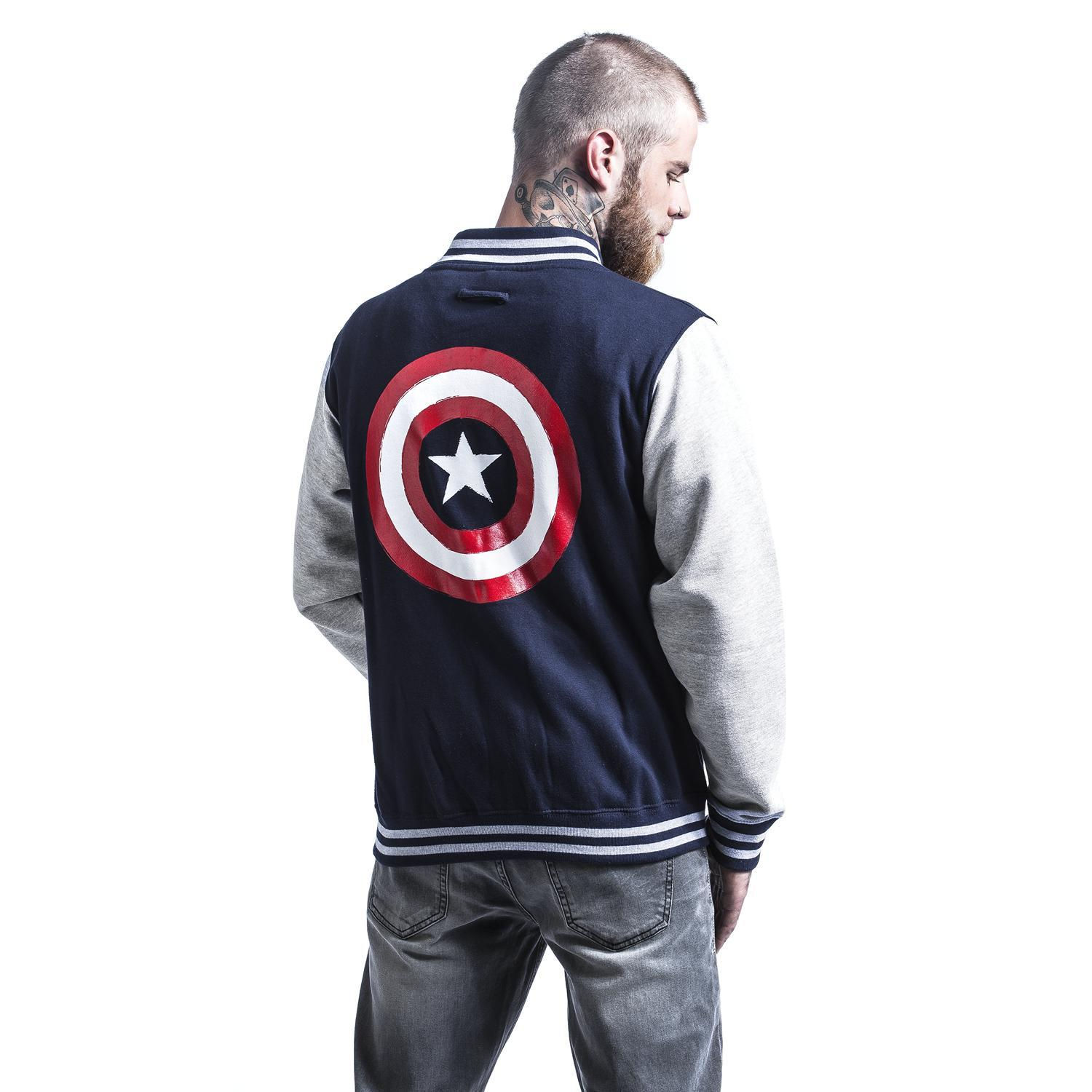 Wallpaper #WBlGKY8BtGB6xQ788ojP11 Captain America Baseball Varsity Jacket Shield Logo Mens at
