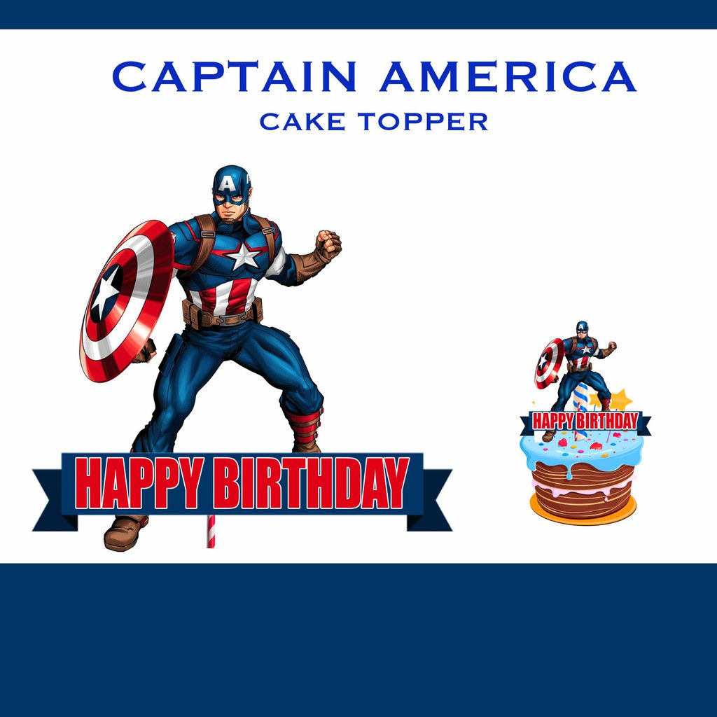 Wallpaper #wHQxwo4B_8f4nGFaiW6B30 Captain America Cake Topper Party Set Banner Cupcake Toppers Balloons