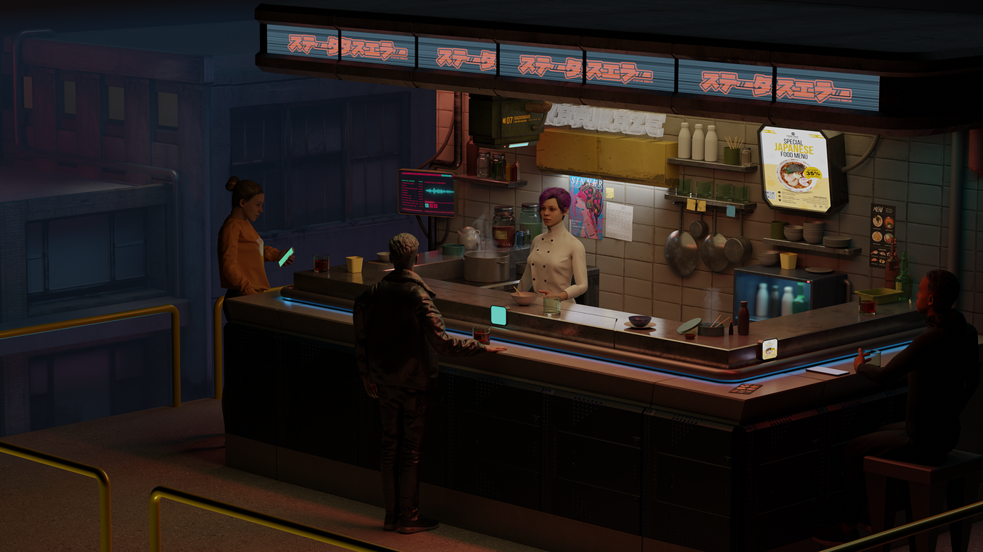 Wallpaper #0xmtAo8BtGB6xQ78t0rx0 Cyberpunk Restaurant Finished Projects Blender Artists Community