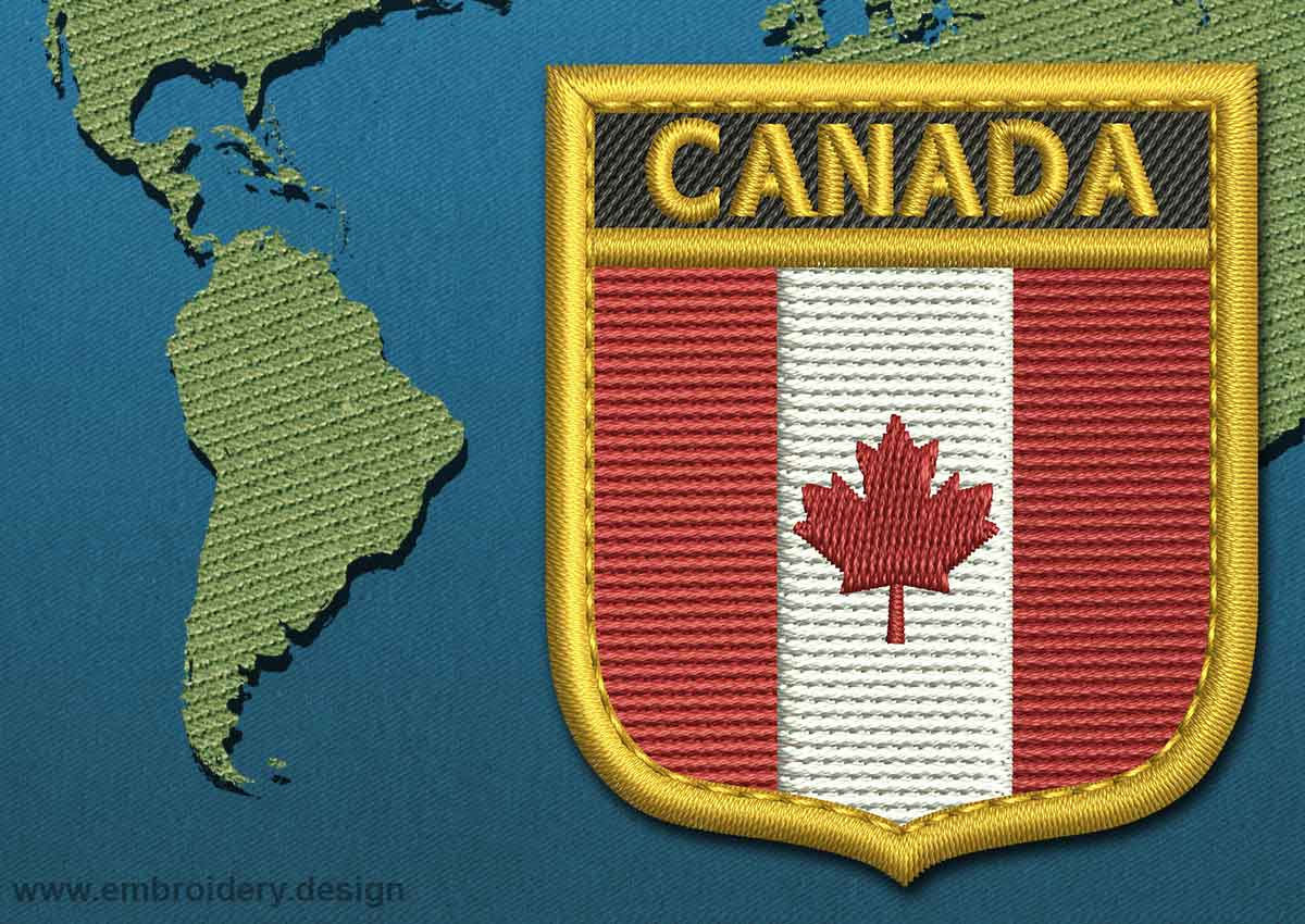 Wallpaper #yDEUNpMB5zzyi_yYZFhW221 Design Embroidery Flag of Canada Shield with Gold Trim by Embroidery Design