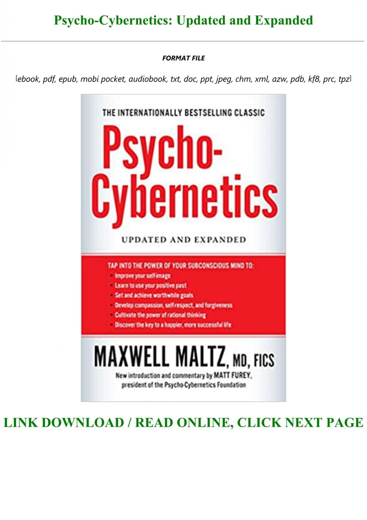 Wallpaper #w2h0G5MBSpphPi3-2R9s47 Psycho Cybernetics Updated and Expanded