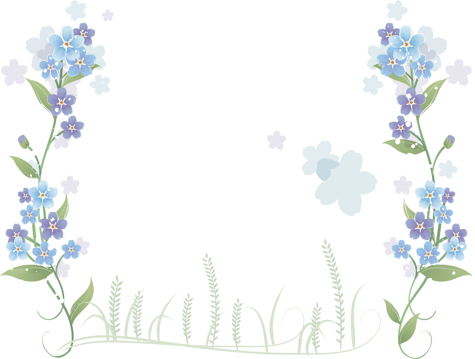 Wallpaper #ymhVIpMBSpphPi3-7TIp105 Blue Flowers Flower Border Hand Painted Free Clipart Hq Transparent Hq