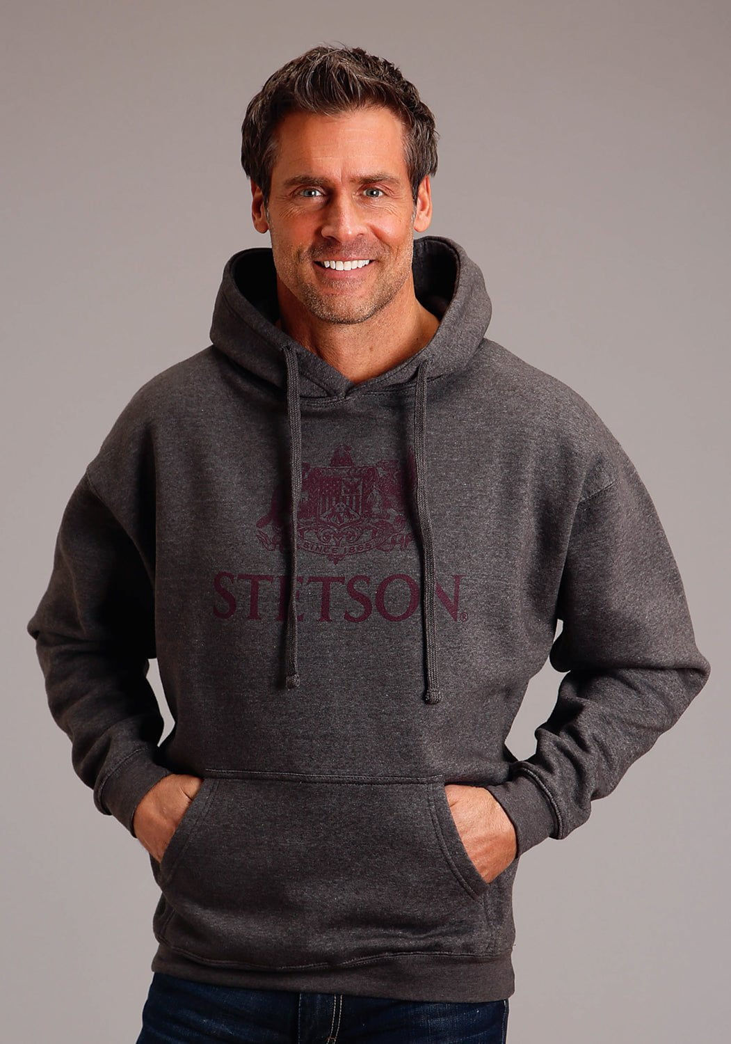 Wallpaper #6meX-5IBSpphPi3-7JR2281 Stetson Mens Crest Logo Grey Cotton Blend Hoodie the Western Company