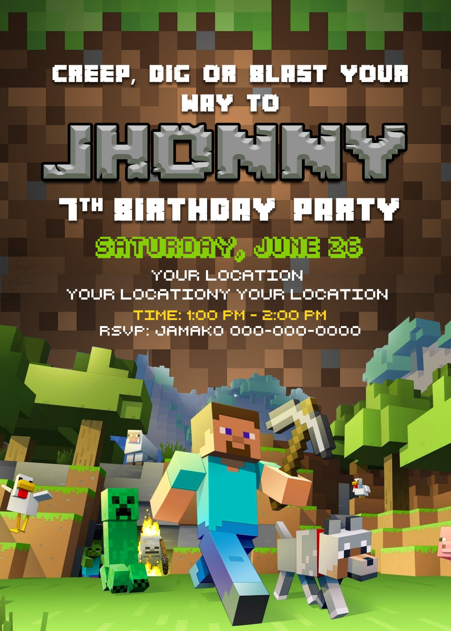 Wallpaper #ameC75IBSpphPi3-WGLk262 Minecraft Birthday Invitations Printable