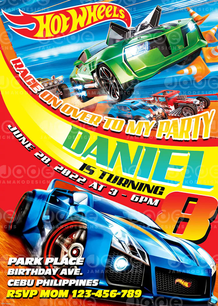 Wallpaper #t5y54JIBZHQxiYareLdj138 Hot Wheels Birthday Invitation Template 4 X 6 or 5 X 7 Free Backside