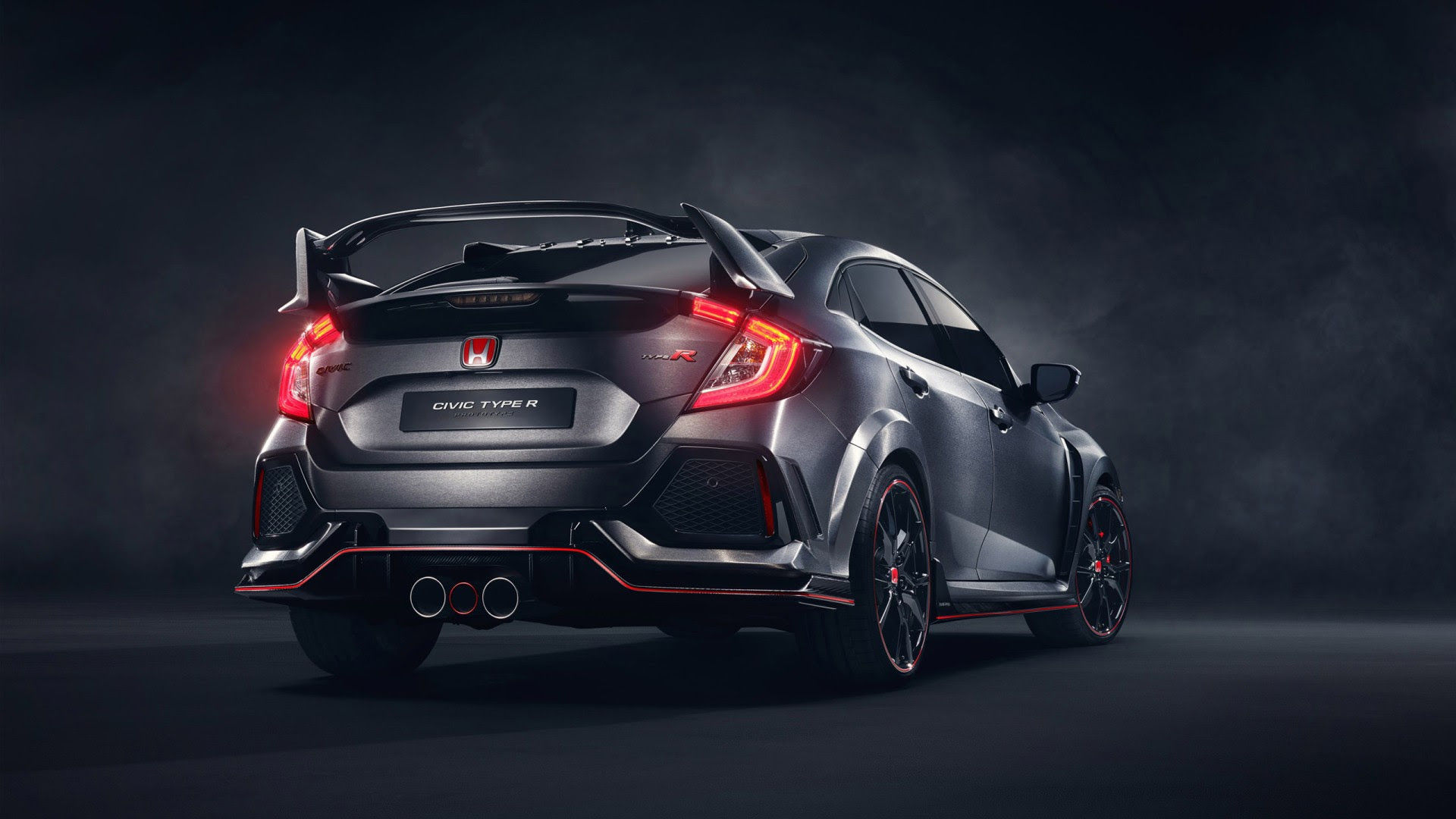 Wallpaper #r0U0l44B7YBJg1BVZKDq15 A Rear View of a Grey Honda Civic Type R