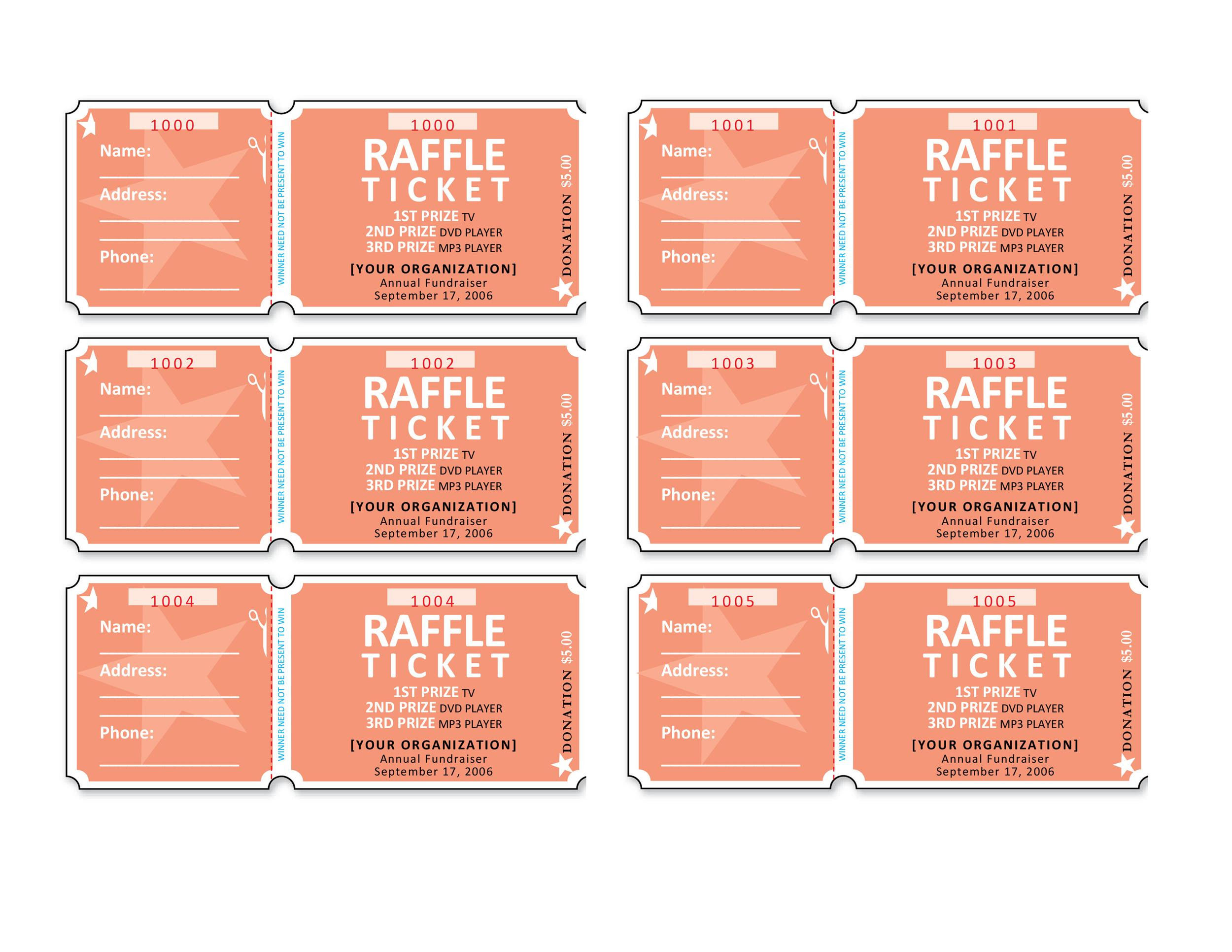 Wallpaper #58496 Free Printable Raffle Ticket Templates