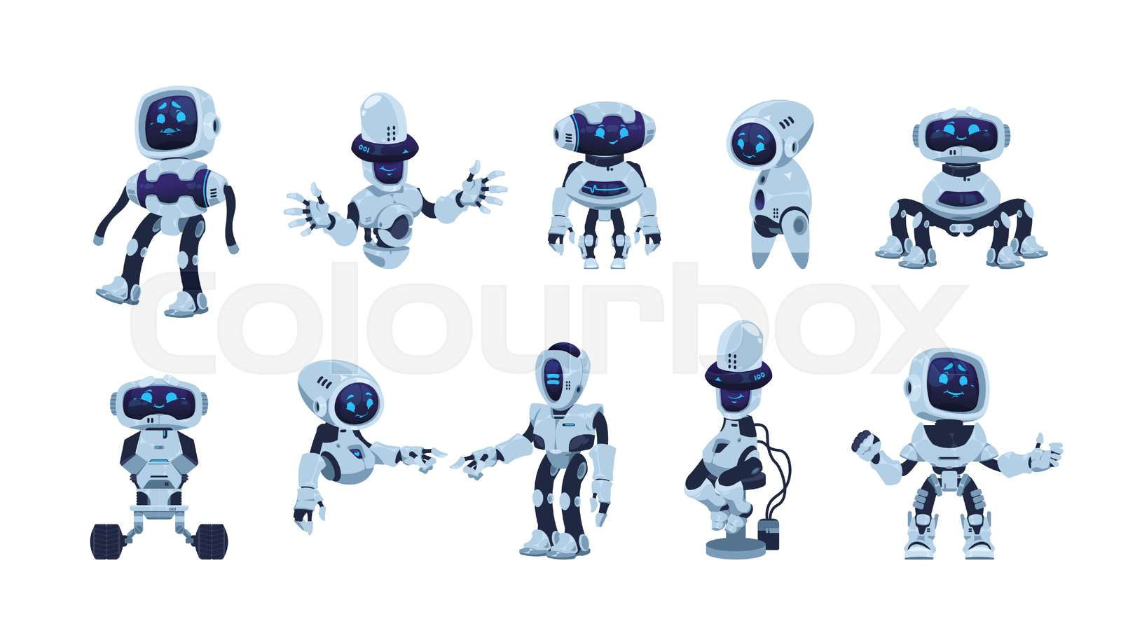Wallpaper #eTWLlJcBk_lpvpalxJcc166 Cartoon Robots Artificial Bot Character with Funny Face Arms Body and