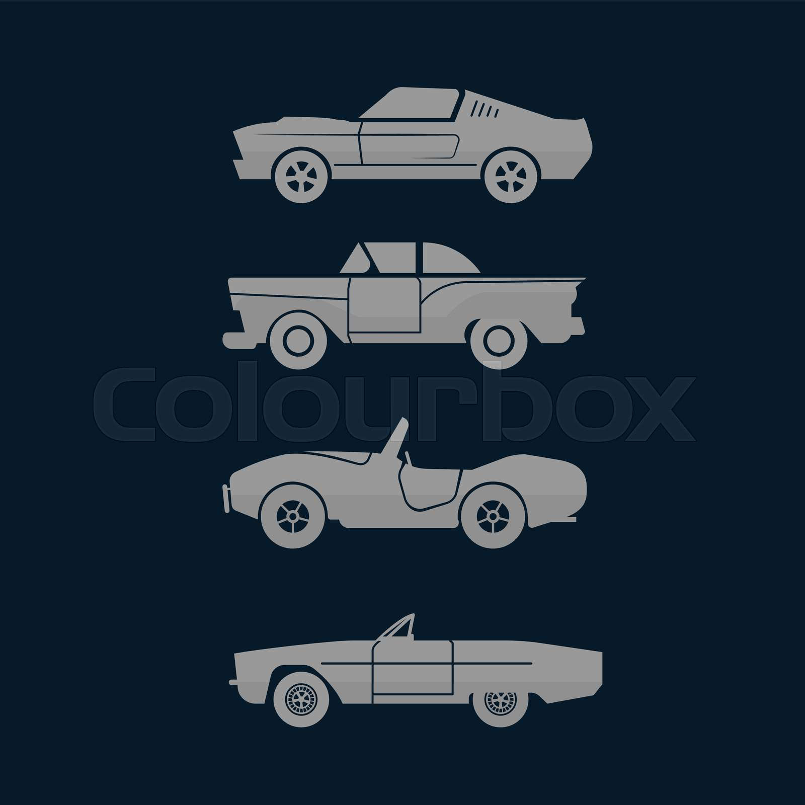 Wallpaper #s2j0H5MBSpphPi3-DSxF283 Set Side View Classic Car Icon Vector Illustrations Stock Vector