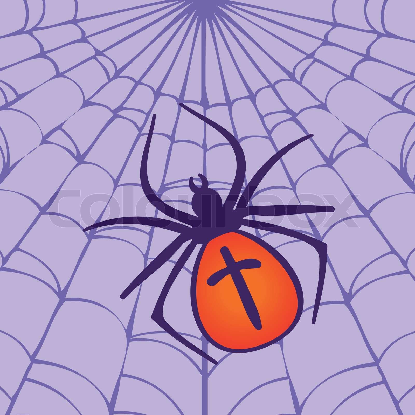 Wallpaper #WRnNEo8BtGB6xQ78GGR117 Halloween Spider Hanging on the Web Stock Vector Colourbox
