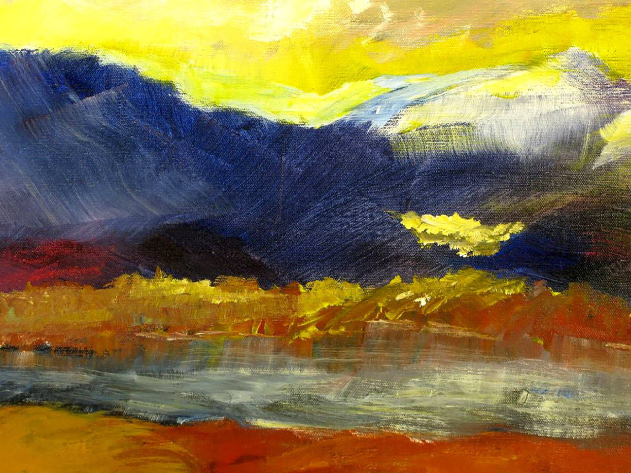 Wallpaper #SWeu7pIBSpphPi3-HV6n227 Expressionist Landscape Oil Painting by Barbara Leadabrand for Sale at