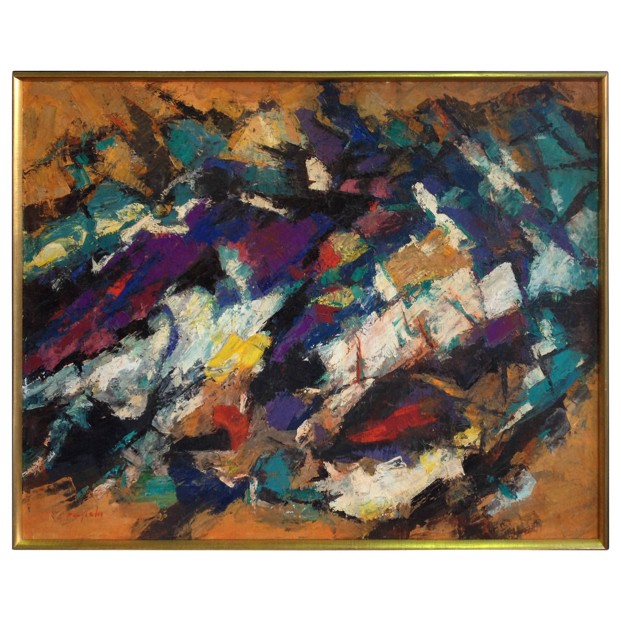 Wallpaper #f9aca Abstract Oil Painting with Thick Paint and Bright Colors by Theresa Paden